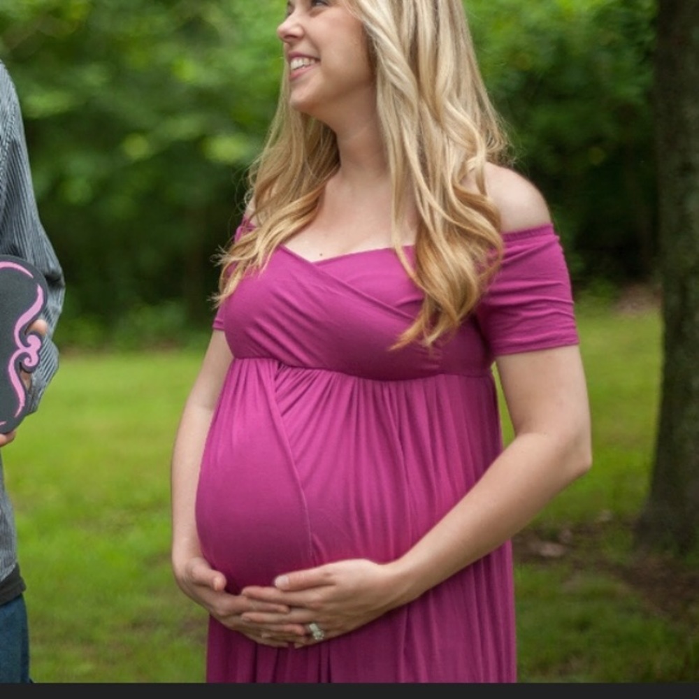 Maternity photo shoot dress - fuchsia
